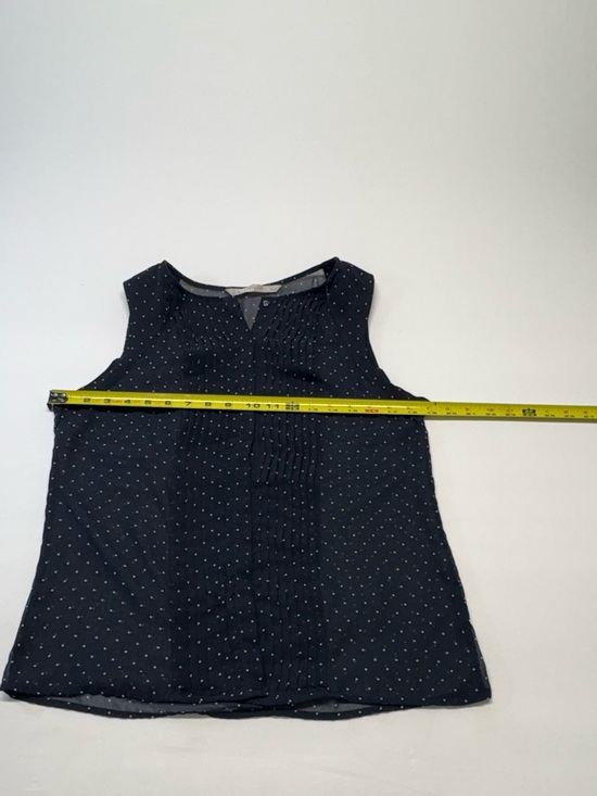 Zara Navy Sheer Polka Dot Pintuck Sleeveless Blouse Size Medium - Picture 6 of 7